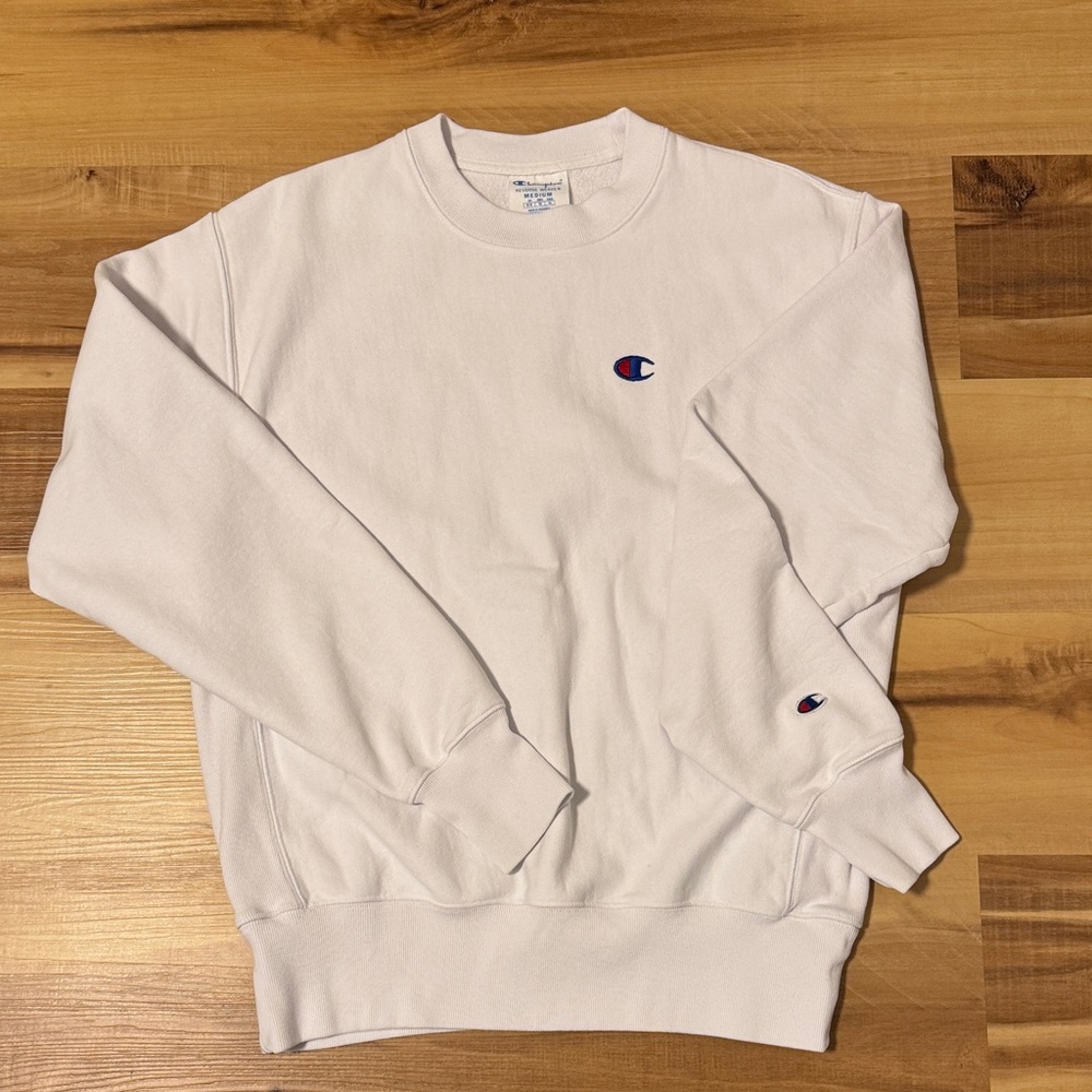 Men's Champion Reverse Weave Classic White Crewneck Sweater